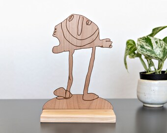 Engraved Wood Art Display: Custom Kid's Drawing Keepsake