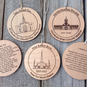 Missionary Gift - Custom Engraved Wood Mission Remembrance Ornaments