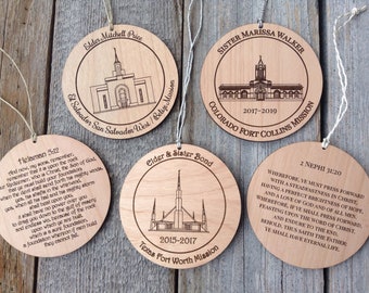 Missionary Gift - Custom Engraved Wood Mission Remembrance Ornaments