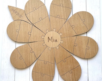 Flower Shaped Wood Puzzle Guestbook for Birthdays Graduation or Fundraiser