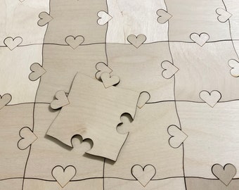 Extra Large 3 inch Blank Puzzle Pieces with Heart Tabs Guest Book Puzzle For Wedding / Birthday/ Anniversary