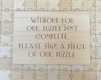 Custom Wood Sign for Wedding Guest Book Puzzle