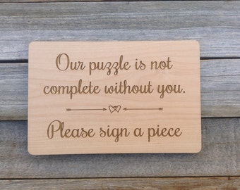 Sign for Wedding Guest Book Puzzle -Custom Wood Sign to Coordinate with Your Puzzle