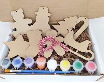 Christmas Ornament Paint Kit: DIY Wood Shapes, Kids Crafts