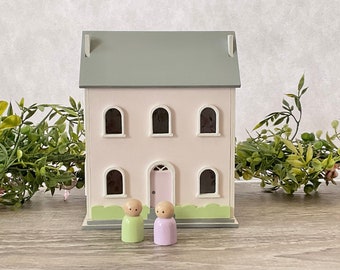 Tiny Wood Farmhouse Mini Dollhouse for Dolls / Finished Dollhouse for Barbie, BJD, Toys for Dolls, Nursery Decor