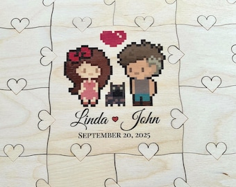 Photo Guest Book Puzzle with 3" Heart Tab Pieces Custom Printed