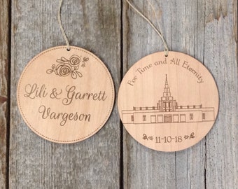 Custom Engraved Wood Temple Ornaments