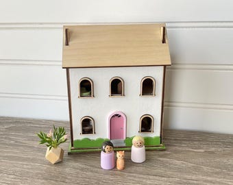 Rose Cottage Tiny Wood Dollhouse for Dolls