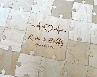 X-Large 3 inch Pieces Custom Designed Wedding Guest Book Puzzle