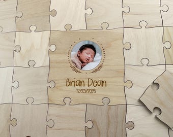 Custom Baby Photo Guest Book Puzzle X-Large 3 inch Pieces