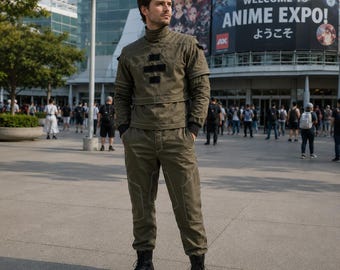 Mandalorian Star Wars Cosplay Inspired Custom Olive Green 3 Piece Costume (Shirt, Pants, Vest) // Best for Mandalorian Star wars Projects