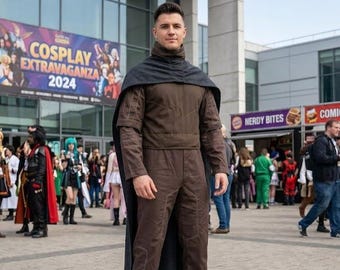 Inspired Starwar Din Djaran Basker 2 ( The Mandalorian ) Flight suit with Flak Vest, Cummerbund, Cape and Neck seal.