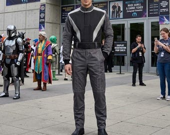 Sector Marshal Tactical Flight Suit | Sci-Fi Cosplay Ensemble, Charcoal Grey Canvas