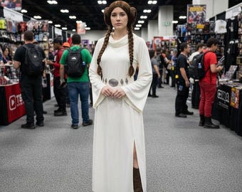 Princess Leia Senatorial Gown | White Galactic Cosplay Costume, Medallion Belt
