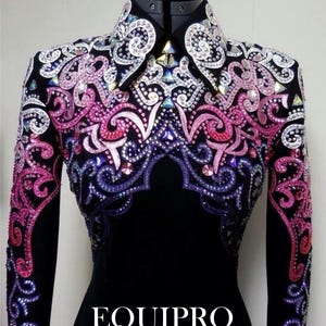 Western Black Base With Pink & silver - Rodeo Queen Showmanship, Horsemanship , Western Pleasure Show Shirt ,Women Rail Jacket
