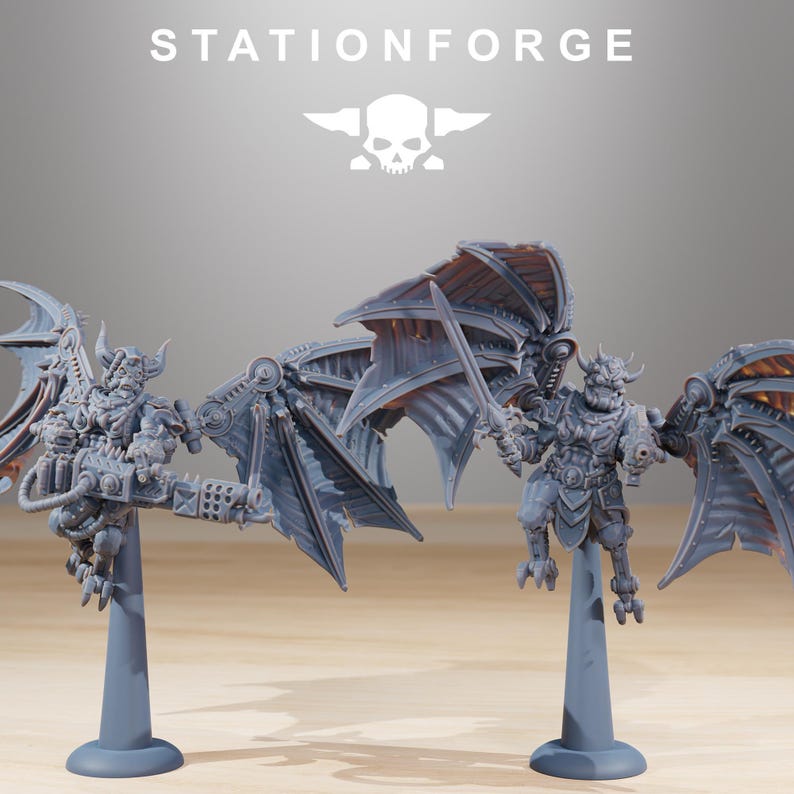 Flyers Pythonicus, robots spatiaux, guerriers de science-fiction modulaires par STATIONFORGE, figurines Grimdark sur le thème cybernétique des jeux de guerre image 6