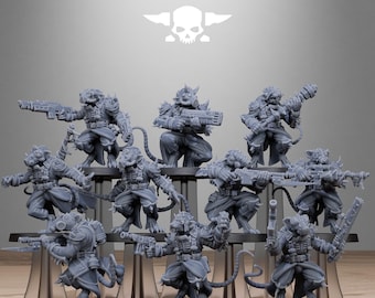 Corrupted Guard Raticus, Space Techno-Rats, monopose Sci-Fi warriors by STATIONFORGE, Sci-Fi Wargames Rat-Themed Grimdark miniatures