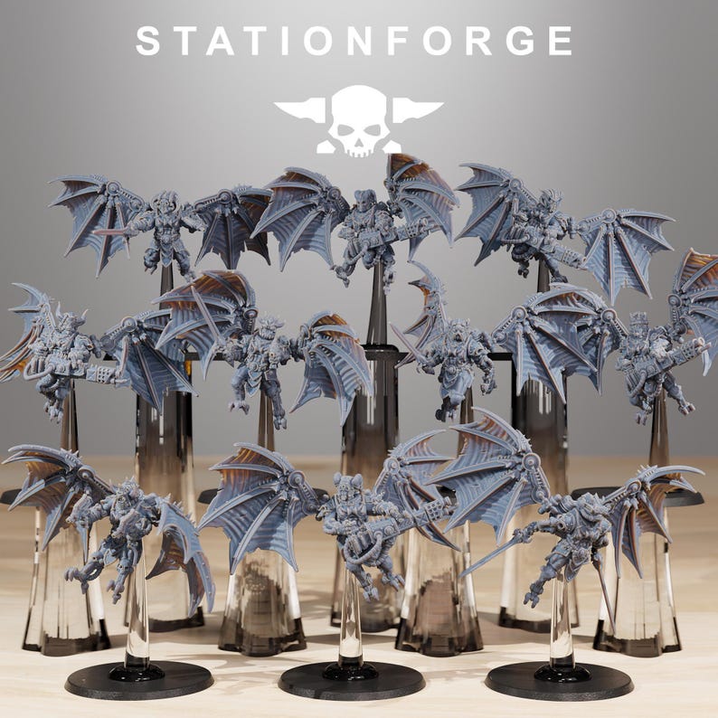 Flyers Pythonicus, robots spatiaux, guerriers de science-fiction modulaires par STATIONFORGE, figurines Grimdark sur le thème cybernétique des jeux de guerre image 1