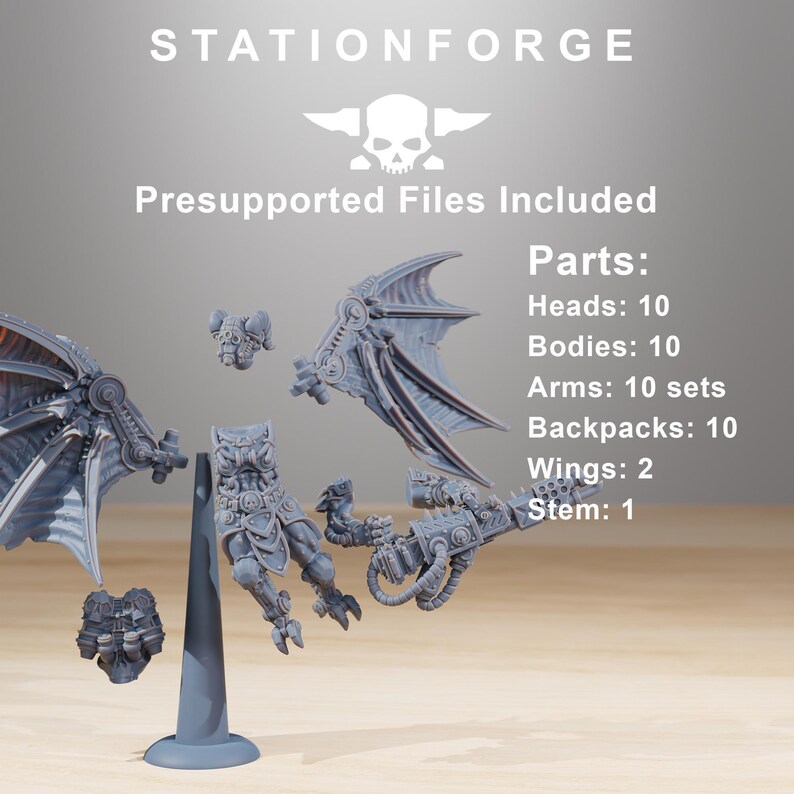 Flyers Pythonicus, robots spatiaux, guerriers de science-fiction modulaires par STATIONFORGE, figurines Grimdark sur le thème cybernétique des jeux de guerre image 2