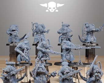 Raticus Grunts, Space Techno-Rats, monopose Sci-Fi warriors by STATIONFORGE, Sci-Fi Wargames Rat-Themed Grimdark miniatures
