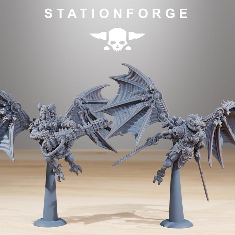 Flyers Pythonicus, robots spatiaux, guerriers de science-fiction modulaires par STATIONFORGE, figurines Grimdark sur le thème cybernétique des jeux de guerre image 3