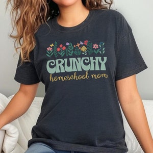 crunchy homeschool mom shirt with flowers