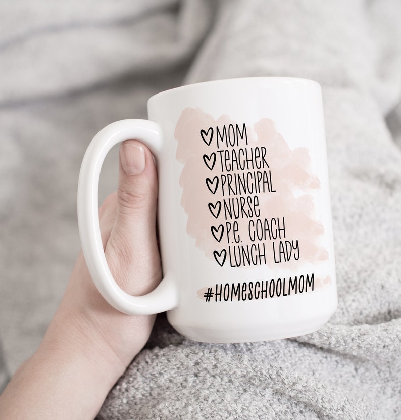 Homeschool Mom Personalized Large 15 oz Size Mug Personalized Gift for Home School Mom, List of All the Jobs image 1