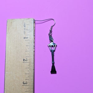Narnia Lamp Post Earrings, Chronicles of Narnia, Narnia Gift, Stainless Steel, Black Acrylic image 3