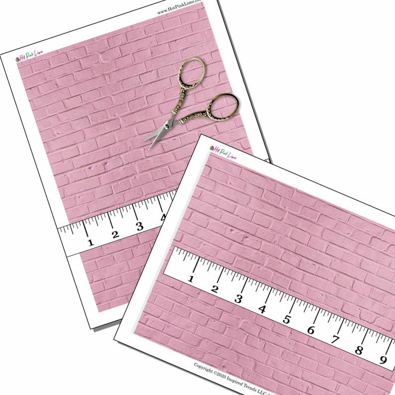 Dollhouse Pink Brick Wall 1/12 Miniature Printable Diorama Roombox Digital Download Realistic image 2