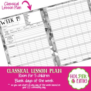 Classical Homeschool Planner Printed and Spiral Bound for Classical Conversations Families, Lesson Planner, Undated Calendars image 4
