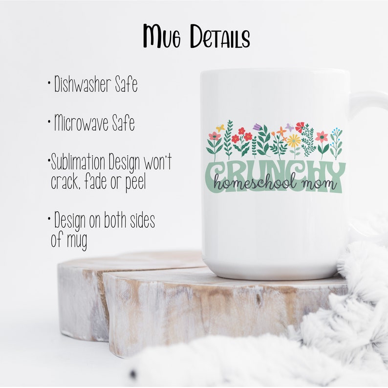 Crunchy Homeschool Mom Large 15 oz Size Mug Gift for Homeschool Mom Tumbler Also Available Homeschooling Gift for Mother's Day image 2
