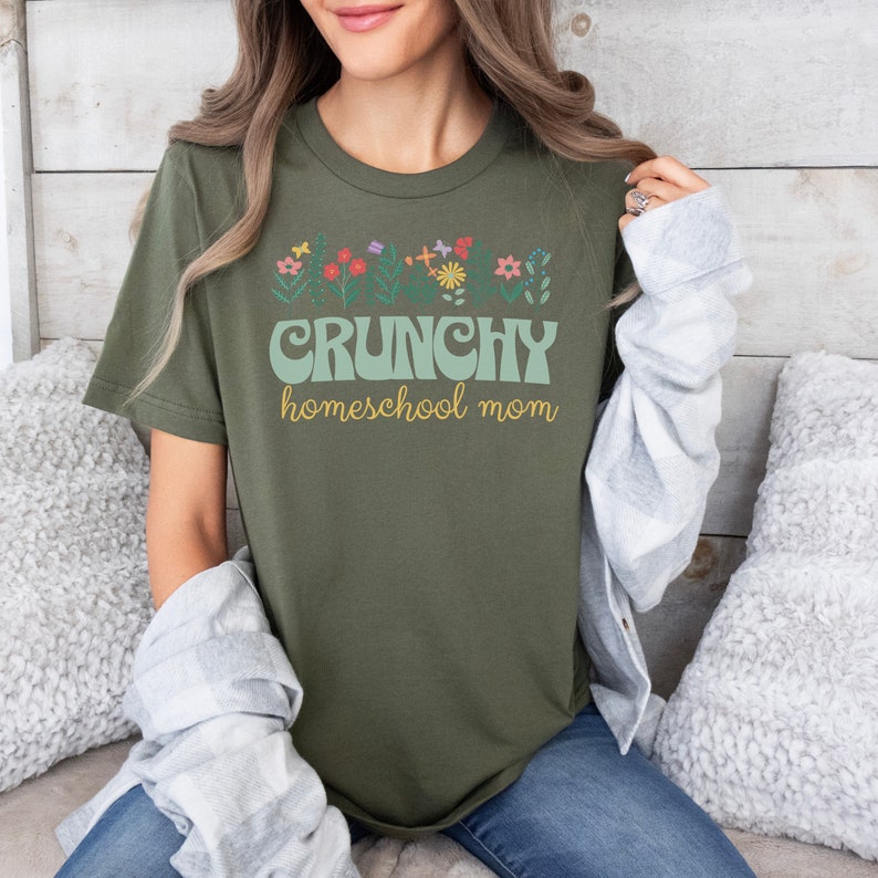 Crunchy Homeschool Mom T-Shirt, Homeschooling Mama, Charlotte Mason, Gift for Homeschool Mom, Mothers Day, Wildflowers image 2
