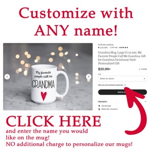 Custom Grandparent Mug, Large 15 oz size, My Favorite People Call Me, Gift for Grandparent, Farmhouse Style Personalized Gift, Any Name image 3