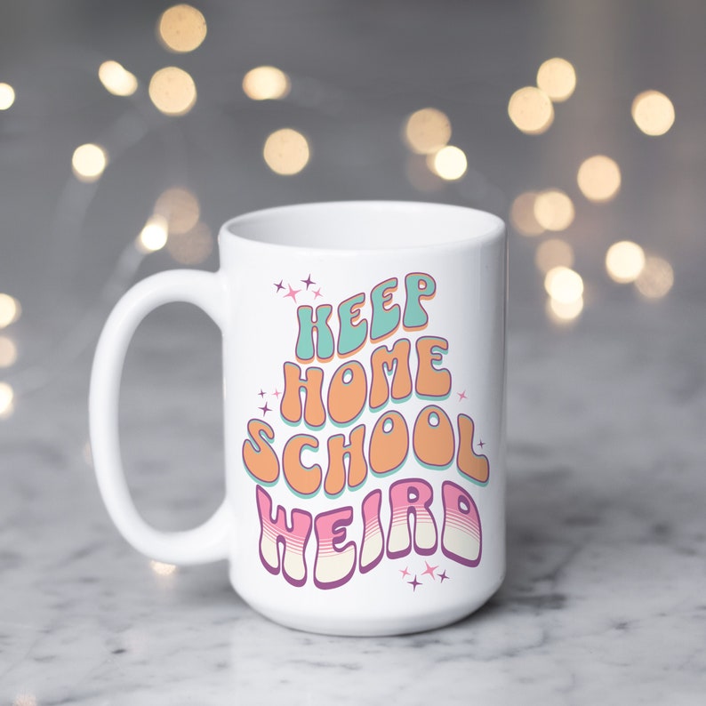 Keep Home School Weird Mug, large size mug, retro style, 70s style