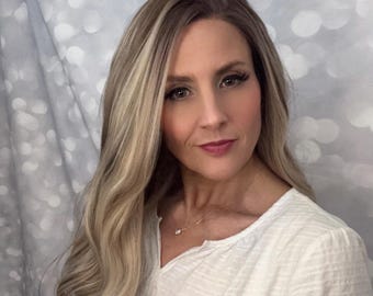 24” Ash Blonde Rooted 13x4 Soft Curl Layered Wig | Luxury Wig | Synthetic Lace Front Hair Piece | Hand Altered Wig | Winter Haven