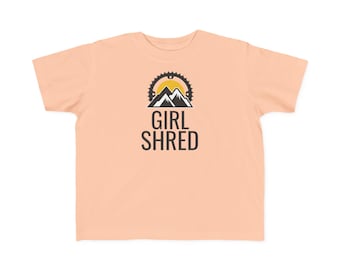 Girl Shred Kids Shirt, Outdoorsy Kids Tee, Mountain Bike Shirt for Girls, Adventure Graphic Tee, Little Shred Shirt