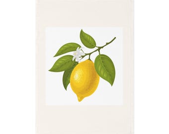 Kökshandduk med illustration av citrongren | Köksdekor med citrusfrukter, botaniskt tryck
