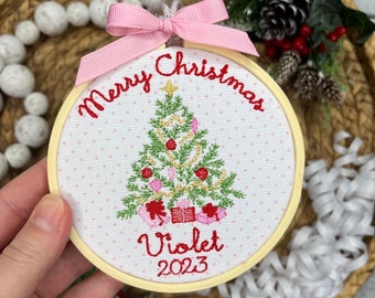 Embroidered Christmas Ornament for Girl - Christmas Ornament Personalized - Christmas Keepsake Ornament - Handmade Christmas Ornament 2023