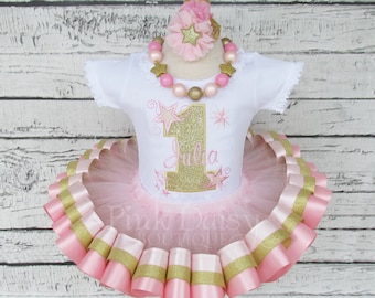Twinkle Little Star Inspired Tutu Dress and Hairpiece, Pink and