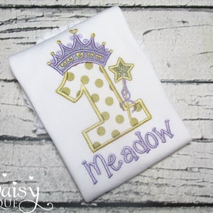 Princess Birthday Shirt - Purple and Gold - Lavender and Gold - Princess and the Frog - Boy Girl Twins - Applique Shirt - Personalized Tee