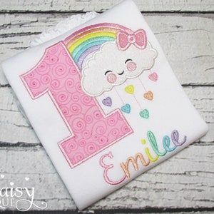 Rain of Love Birthday Shirt - Rain Cloud - Raining Hearts - Pastel Rainbow - Happy Cloud - Applique Shirt - First Birthday - 1st Birthday