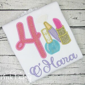 Spa Birthday Shirt - Makeup Birthday Shirt - Beauty Birthday - Glam Birthday - Makeover Birthday - Embroidered Tee - Applique Shirt - 4th