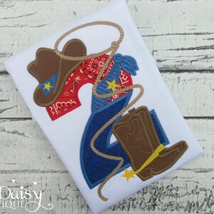 Cowboy Birthday Shirt - Rodeo Birthday - Horseback Riding Birthday - Boys Horse Birthday Shirt - Applique Shirt - Country Western - Bandana