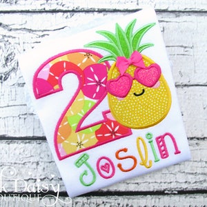 Pineapple Birthday Shirt - Tutti Frutti - Pink Orange Green Yellow - Second Birthday - Tutti Fruitti - Fruit - Summer Birthday - Pool Party