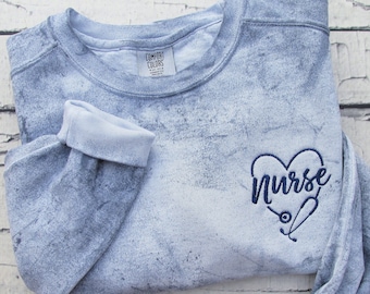 Nurse Sweatshirt Embroidered - Nurse Comfort Colors Sweatshirt - Embroidered Nurse Crew Neck - Embroidered Sweatshirt Nurse - Gift for Nurse