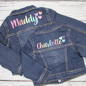 Custom Denim Jacket Kids - Embroidered Jean Jacket - Personalized Jacket - Birthday Gift - Christmas Gift for Baby Girl, Toddler, Big Girl
