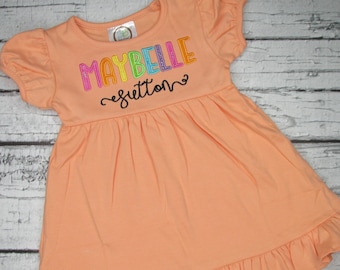 Personalized Dress for Girls - Personalized Gift for Girls - Rainbow - Appliqué Name - Summer Dress - Embroidered Dress - Birthday Gift Girl