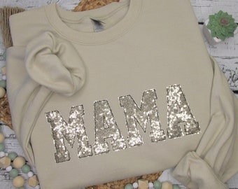 Custom Mama Sweatshirt Embroidered - Neutral Mama Sweatshirt - Comfort Colors - Mama Pullover - Gift for Mom - New Mom Gift - Mothers Day