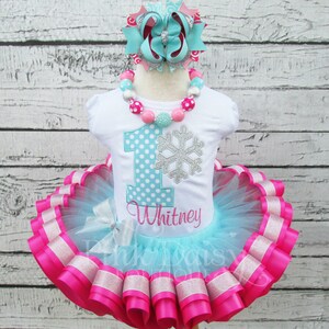 Snowflake Tutu Outfit - First Birthday Dress - 1st - Winter ONEderland - Wonderland - Ribbon Tutu - Applique Shirt - Silver - Personalized