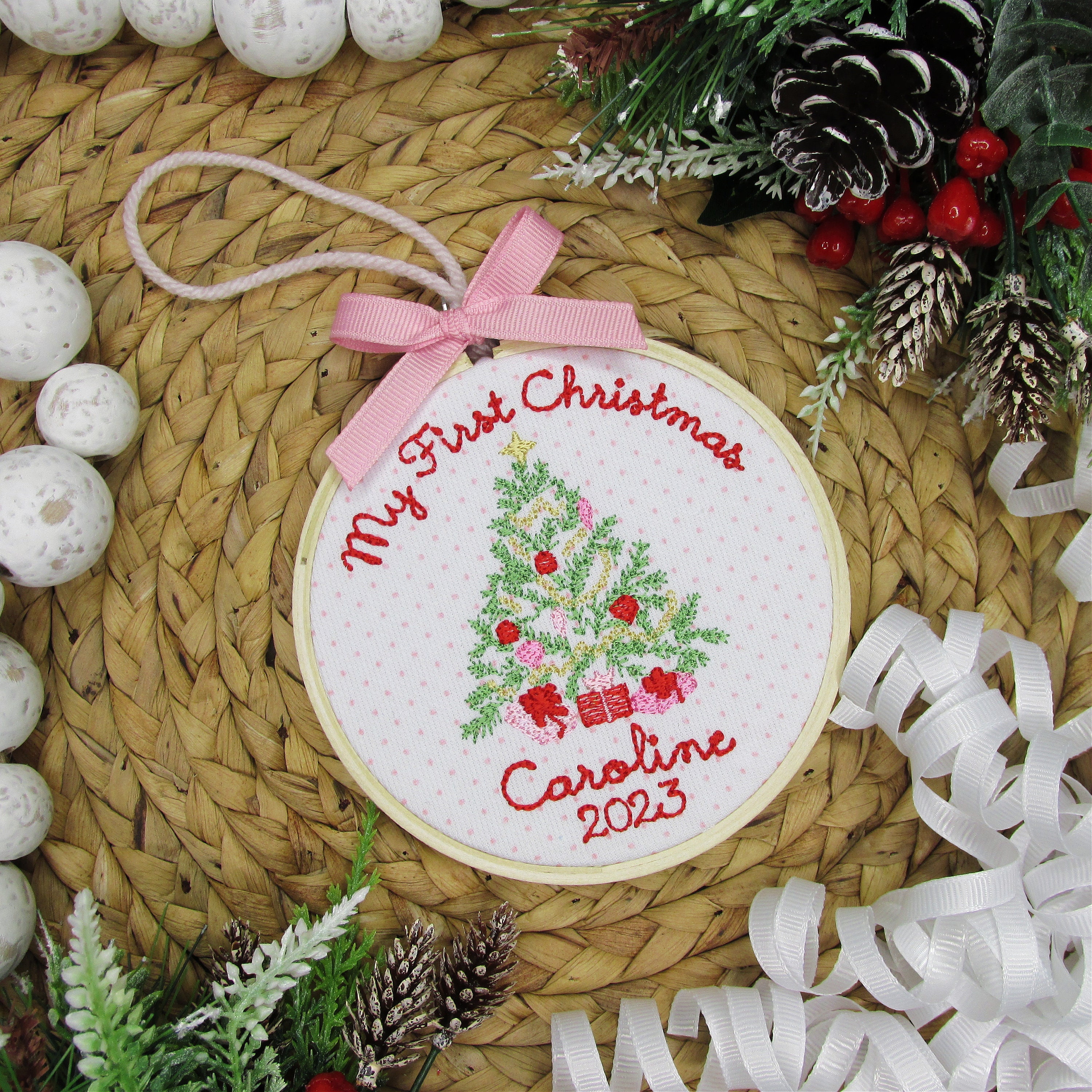 Embroidered Christmas Ornament for Baby Boy - Baby&#39;s First Christmas - Personalized Christmas Ornament - First Christmas Keepsake Ornament